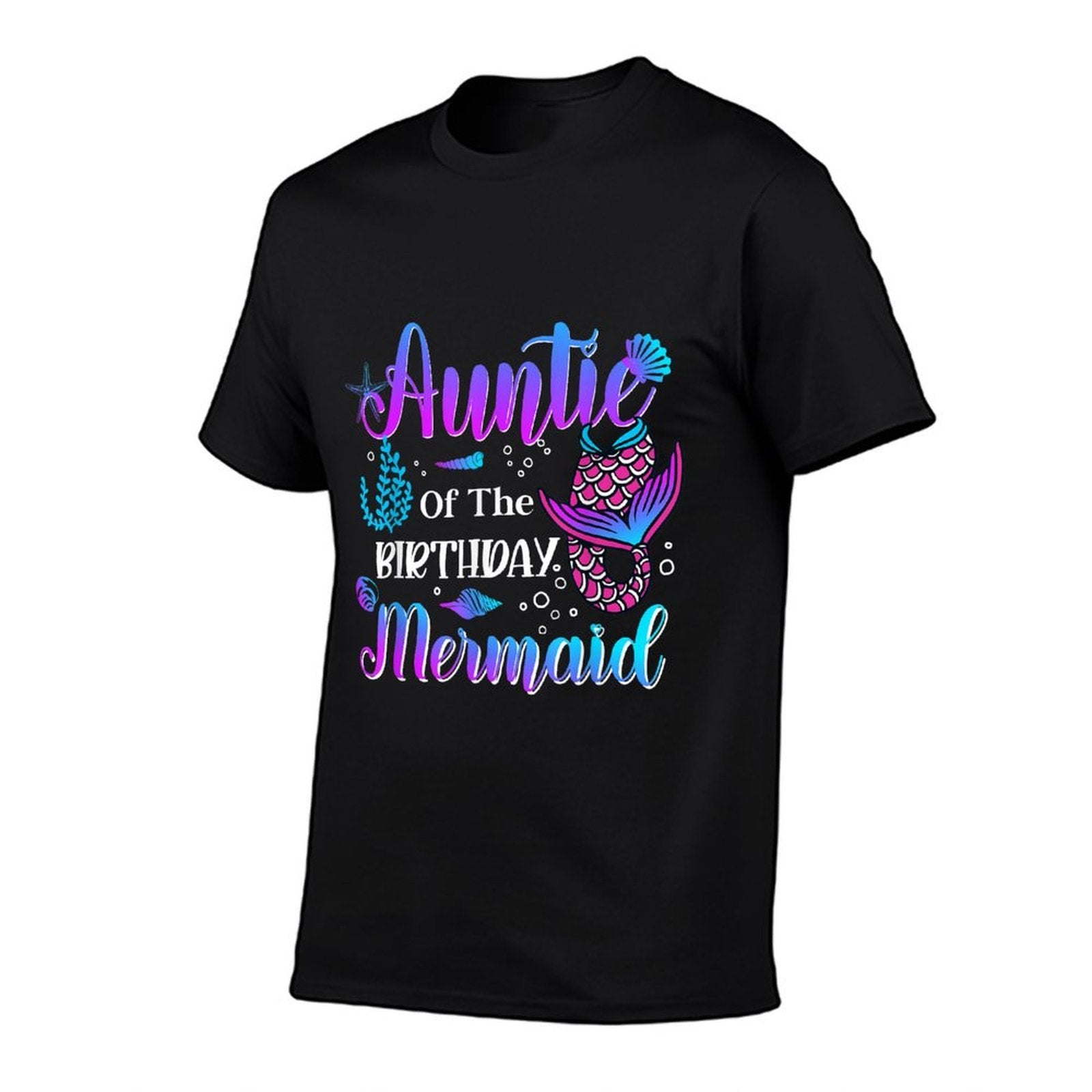 Auntie of The Birthday Mermaid Funny Matching Family Mermaid  Heathered Texture T-Shirt
