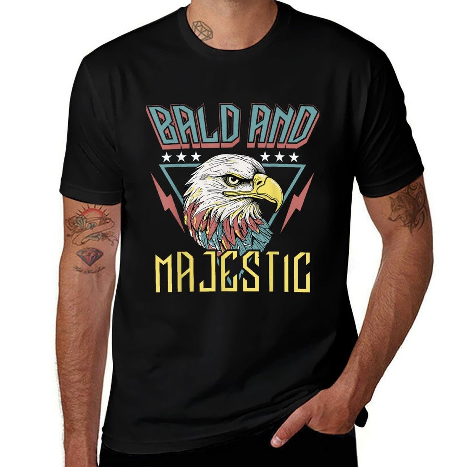 Bald  Majestic Retro Dad Husband Grandpa Joke Men Funny  Slim-fit Cut T-Shirt