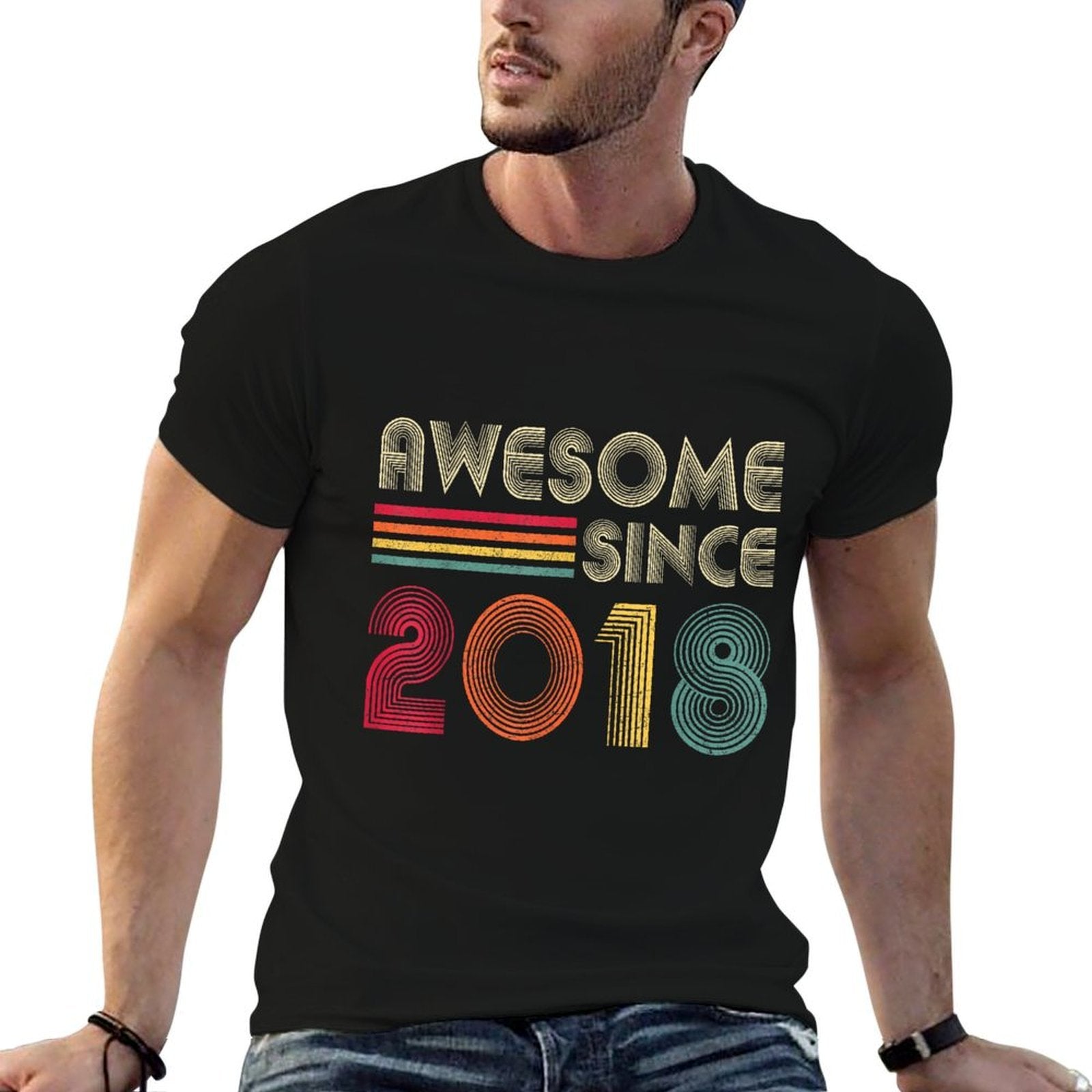 Awesome Since 2018 4th Birthday Retro  High-quality Stitching T-Shirt
