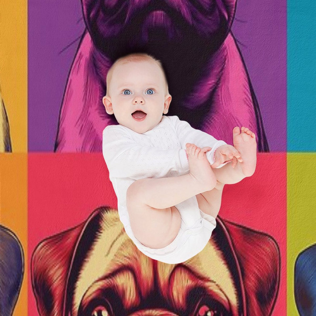 Pug II  -  Pop Art Machine-washable Throw Blanket