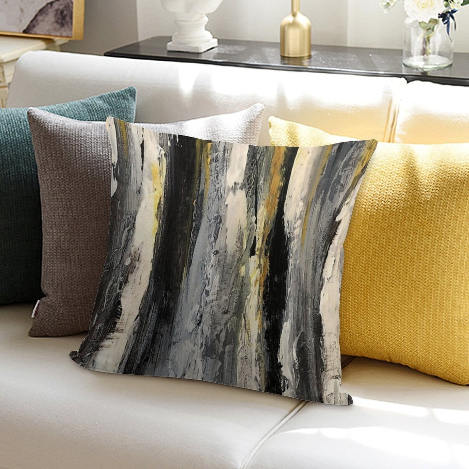 Birch Trees Black And White Soft Warmth Comfort Throw Pillow
