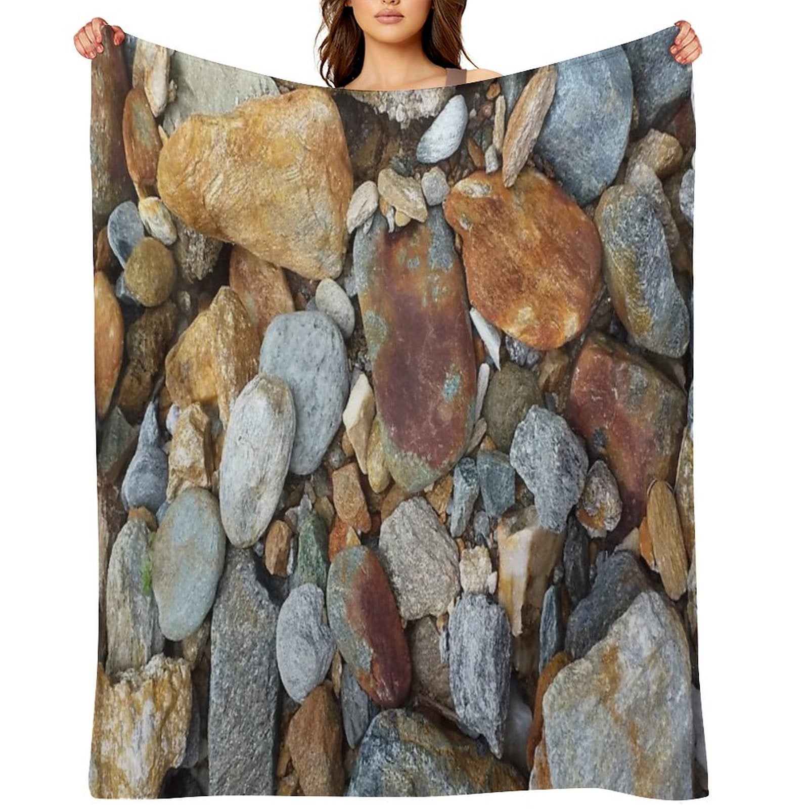 Natural River Stones, Mineral Rocks Versatility Throw Blanket