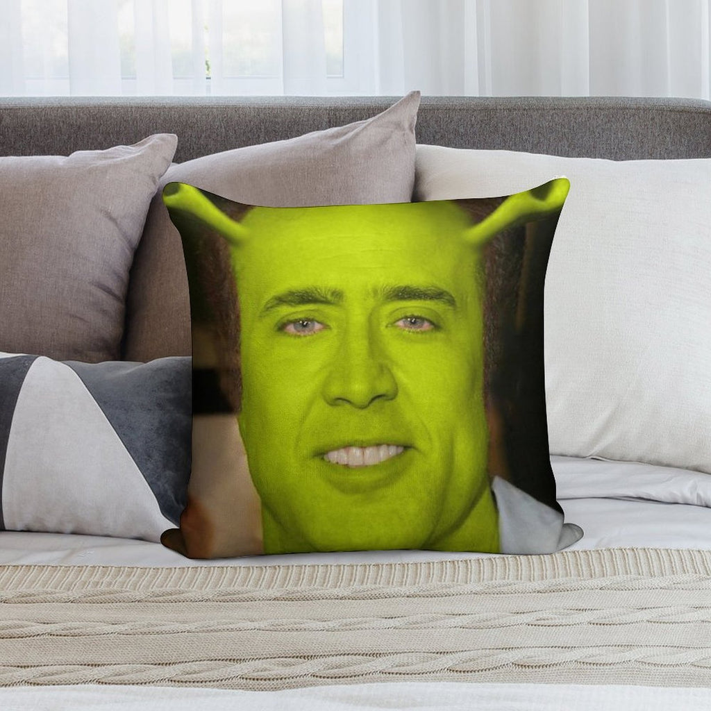 Nicolas Cage As Shrek Soft Anti-Pilling Throw Pillow
