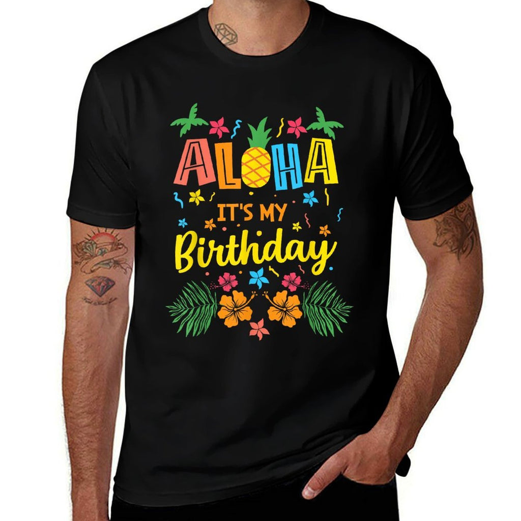 Aloha Its My Birthday Hawaiian Tropical Celebration  Oversized Silhouette T-Shirt