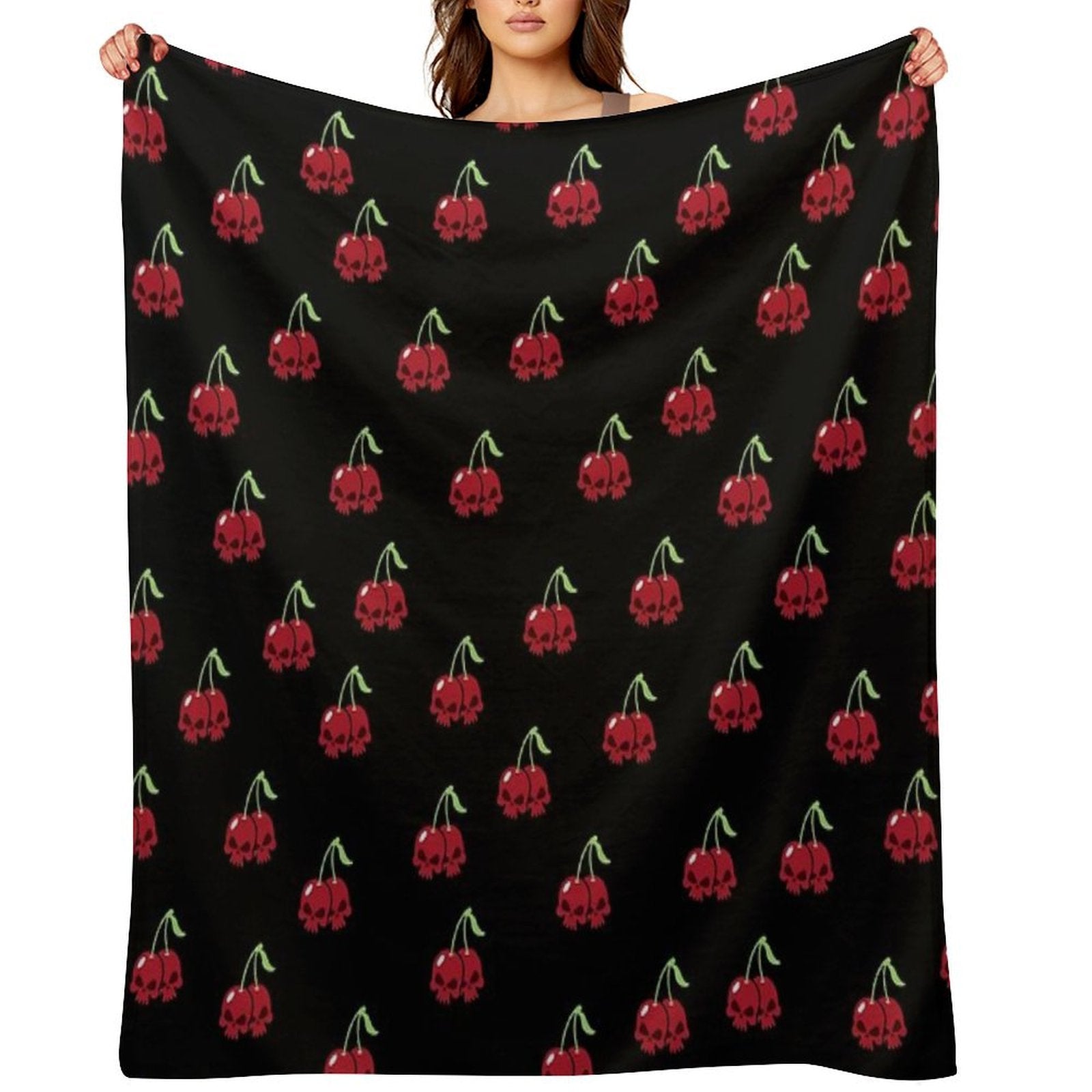 Cherry Skulls Shrink-resistant Throw Blanket