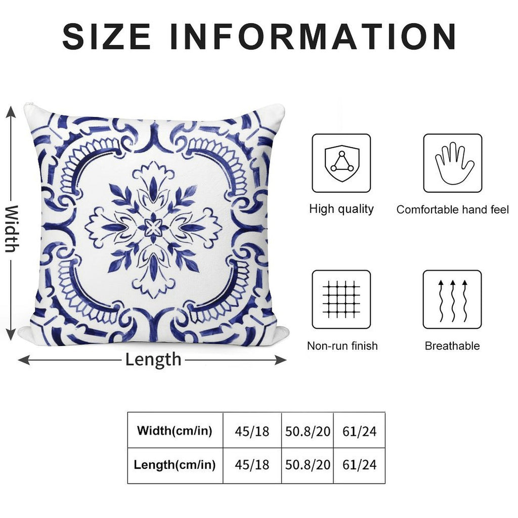 Portuguese Tile - Exclusive Design Soft Anti-Pilling Throw Pillow