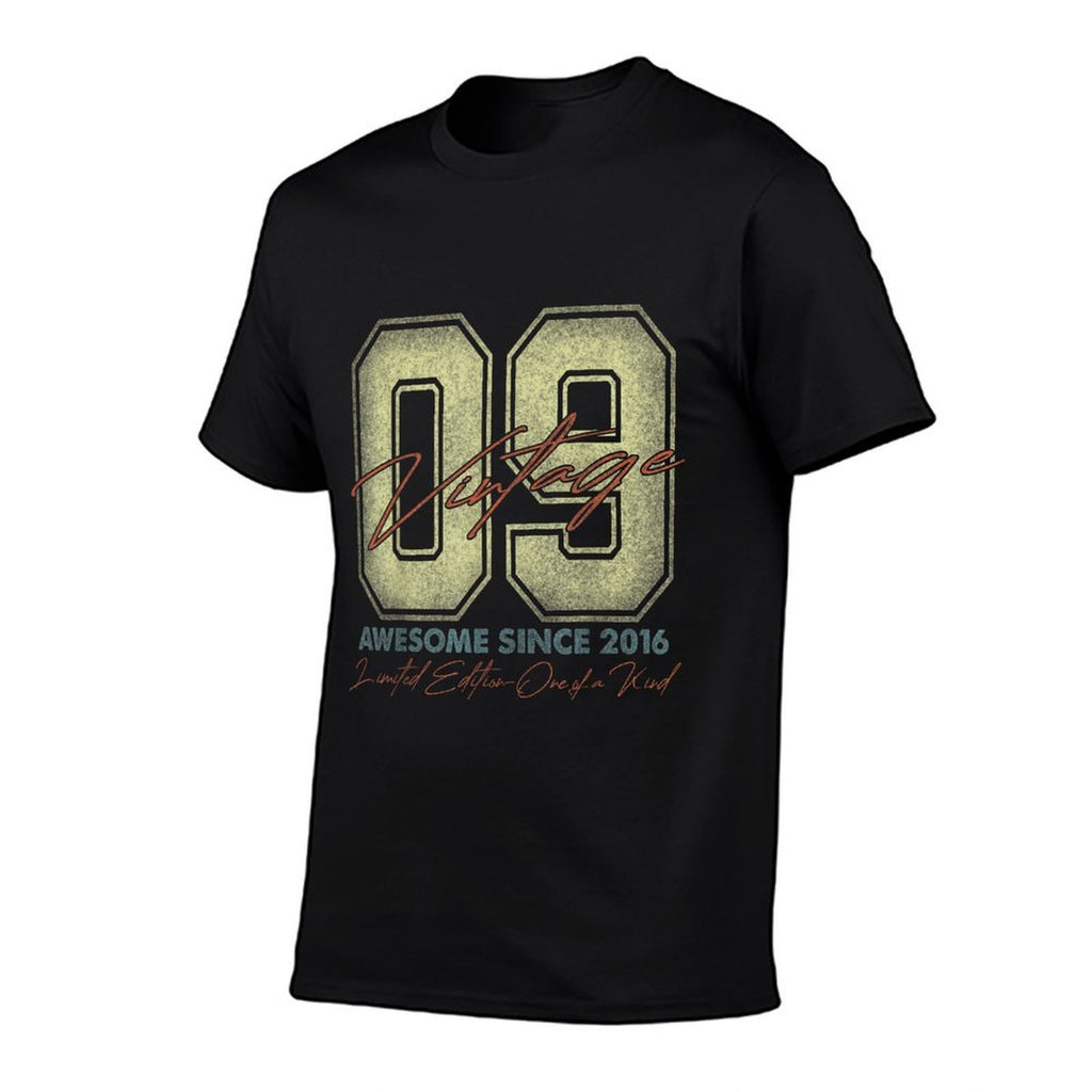 9 Year Old Gifts Vintage 2016 Limited Edition 9th Birthday  Ribbed Collar T-Shirt