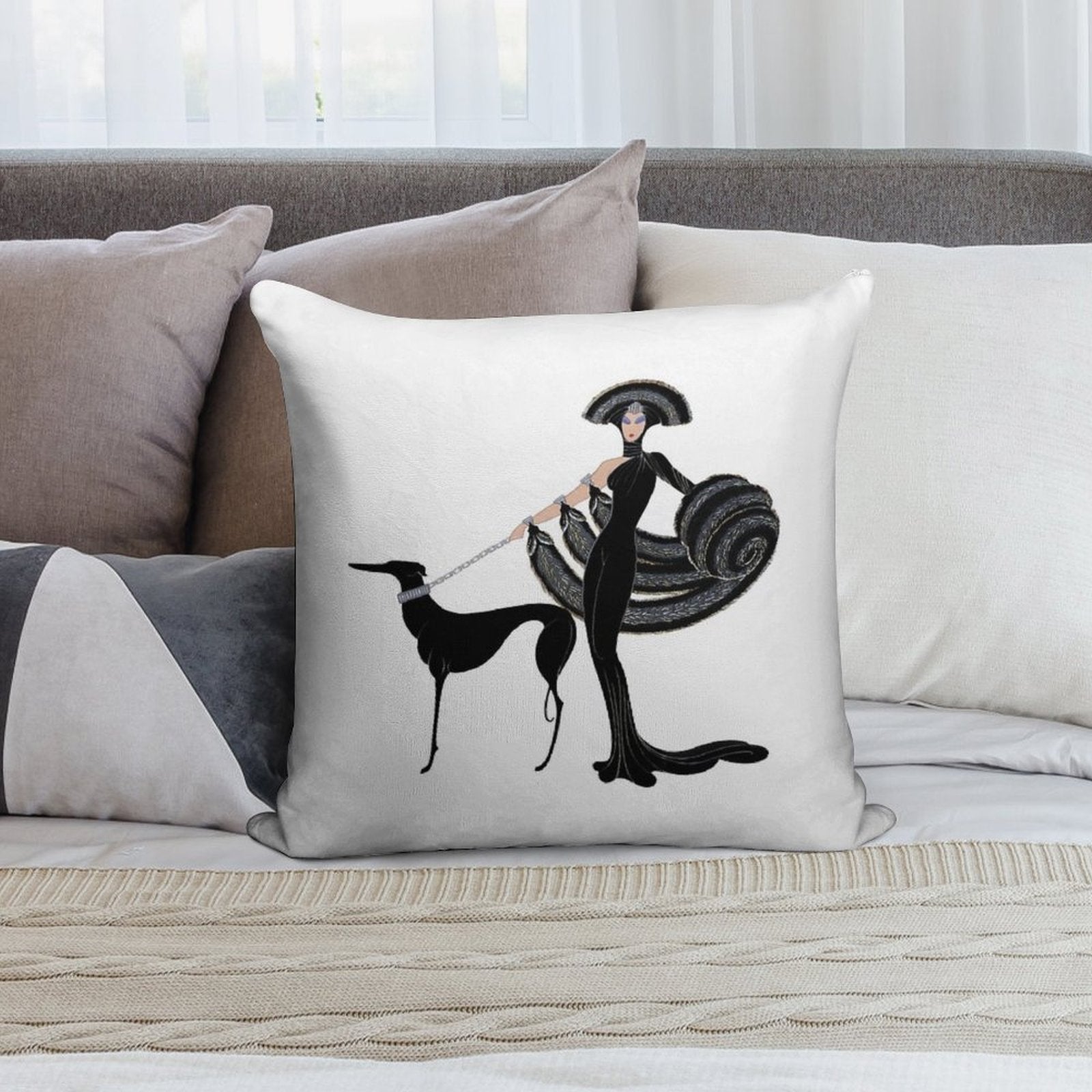 Art Deco Era Haute Couture Fashion Illustration Soft Warmth Comfort Throw Pillow
