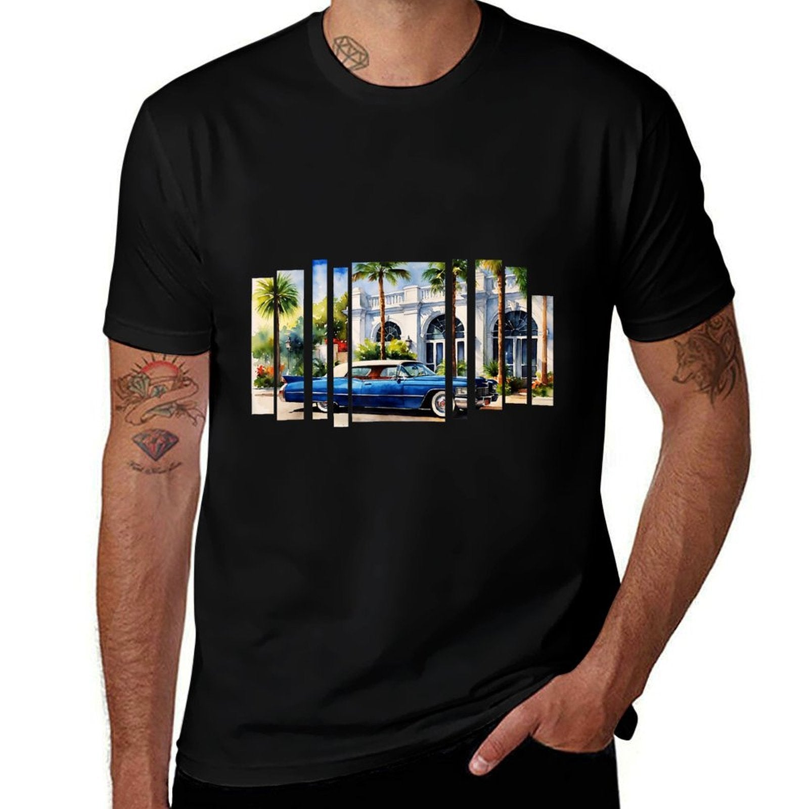 Vintage Elegance in Watercolor  Oldschool Car  Versatile T-Shirt