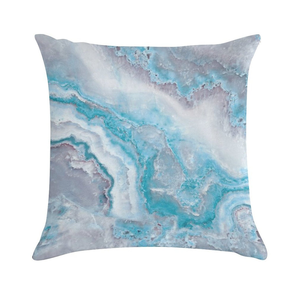 Luxury Mermaid Blue Faux Agate Marble Geode Gem Soft Easy Maintenance Throw Pillow