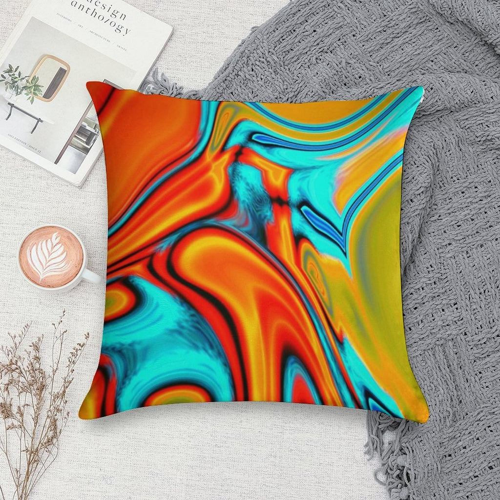 Vivid Modern Southwest Hipster Turquoise Orange Swirls Soft Hidden Zipper Throw Pillow