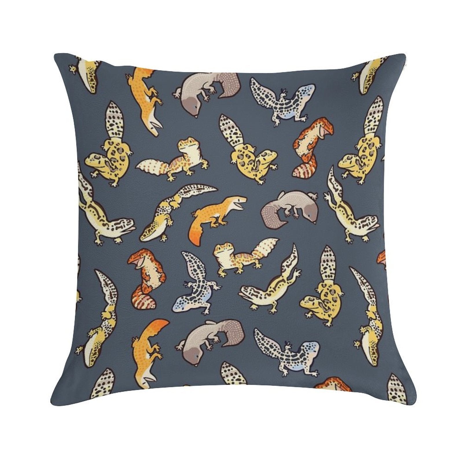 Chub Geckos in Dark Grey Soft Hidden Zipper Throw Pillow