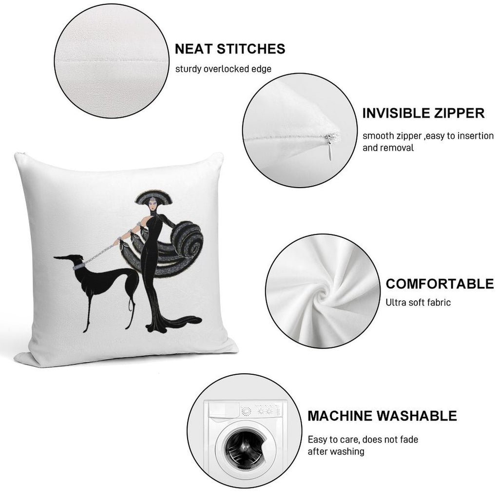 Art Deco Era Haute Couture Fashion Illustration Soft Warmth Comfort Throw Pillow