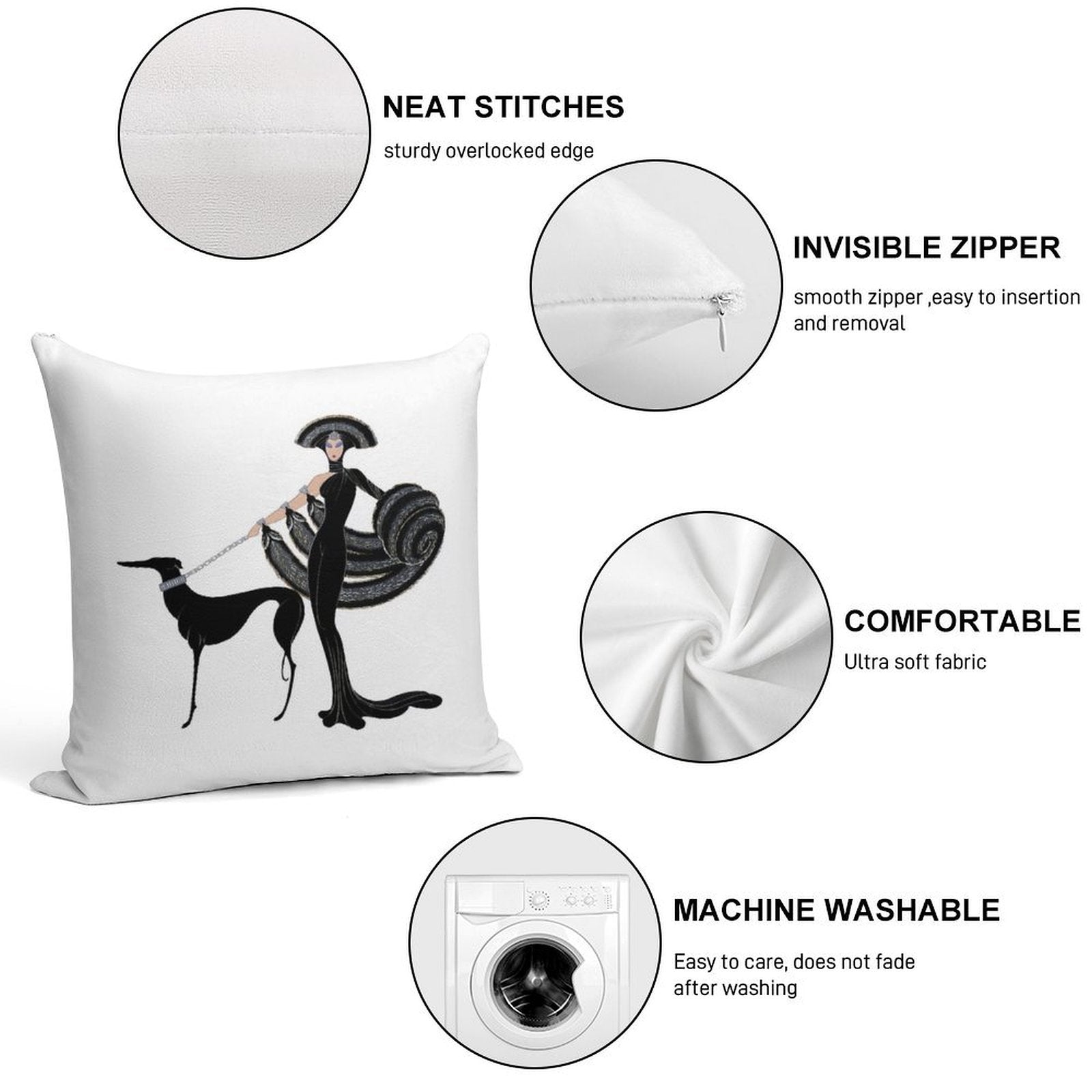 Art Deco Era Haute Couture Fashion Illustration Soft Warmth Comfort Throw Pillow