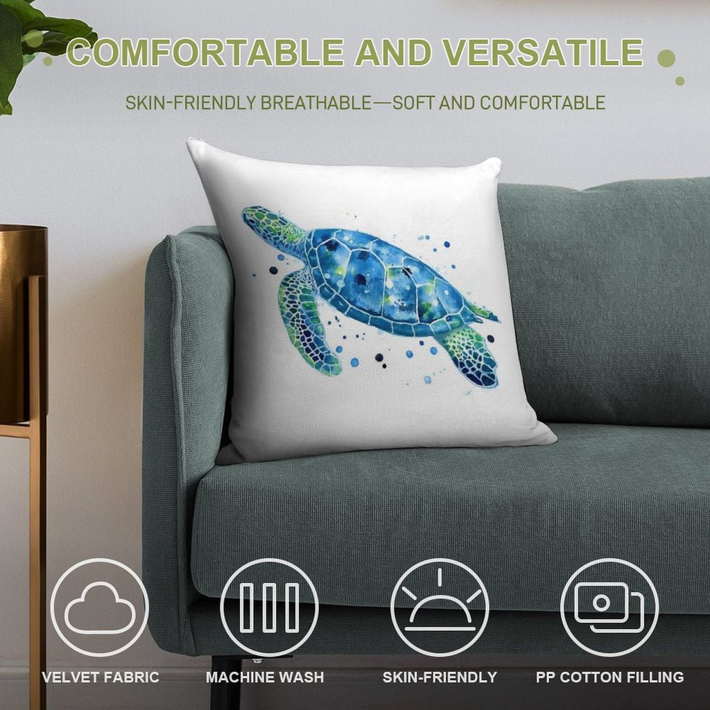 Sargasso Blue Sea Turtle Soft Easy Maintenance Throw Pillow