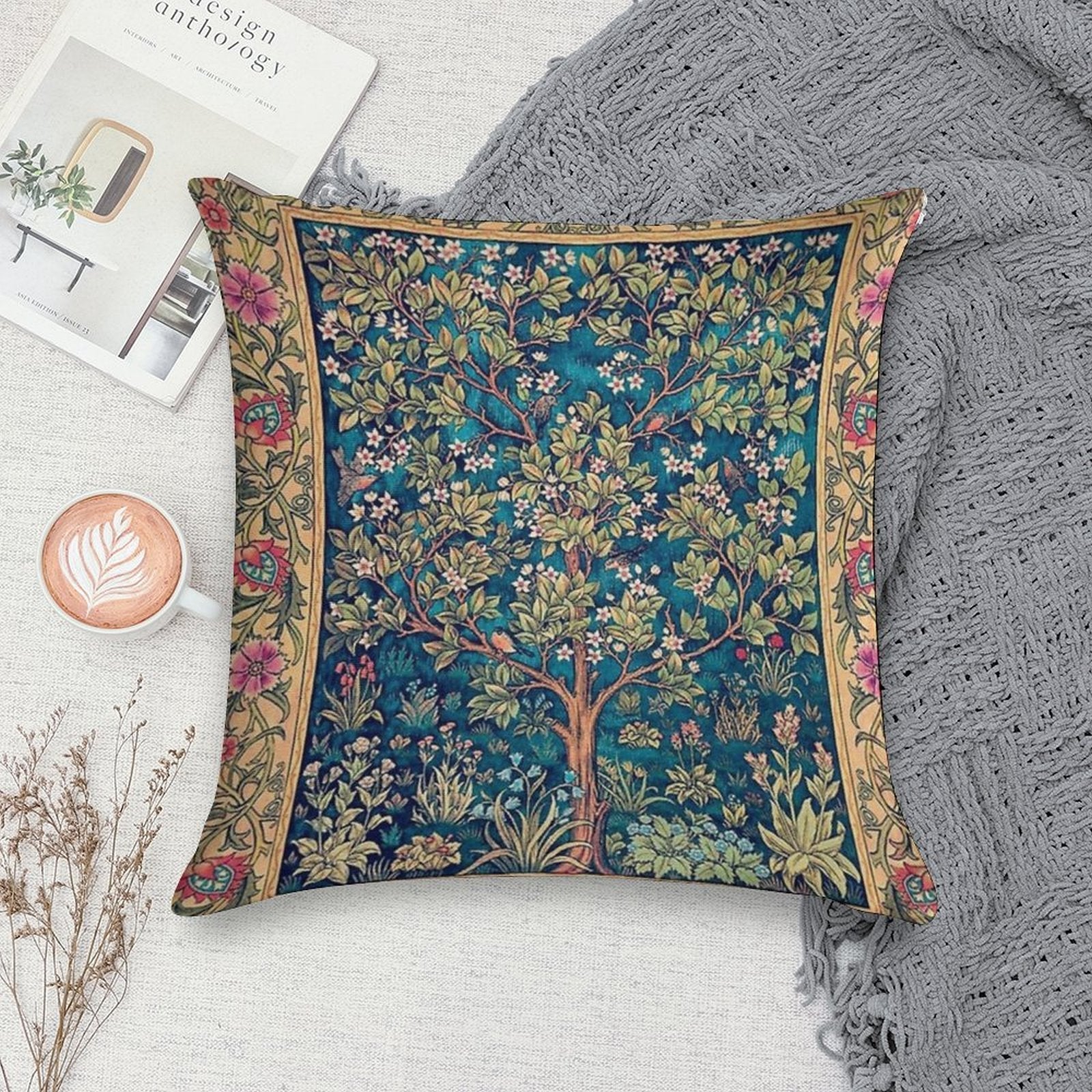 William Morris - Tree of Life, No,3. Soft Multiple Sizes Throw Pillow