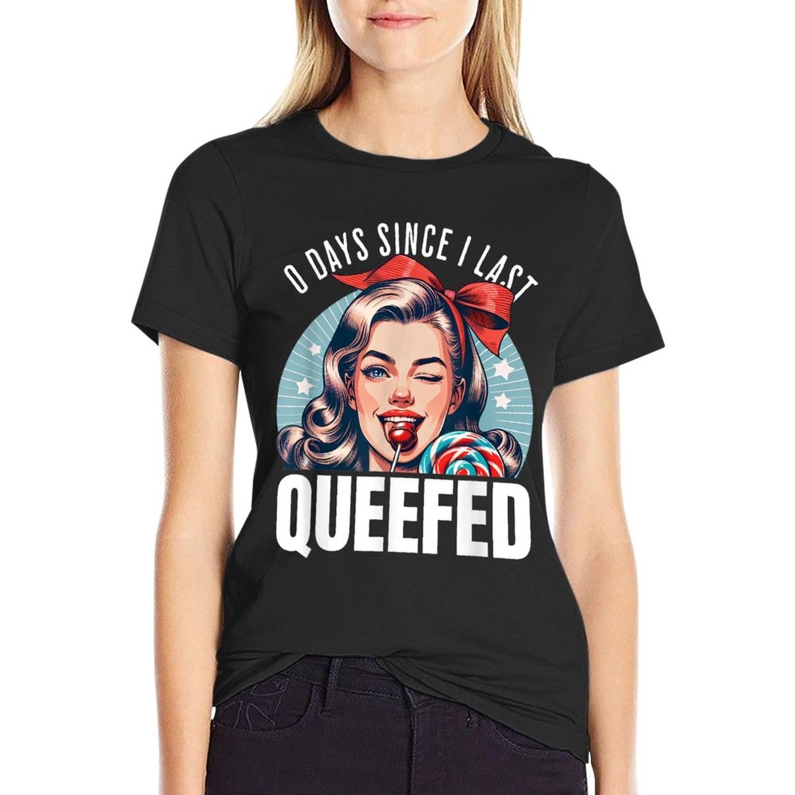 0 Days Since I Last Queefed Queefing Queef Embarrassing  Ribbed Collar T-Shirt