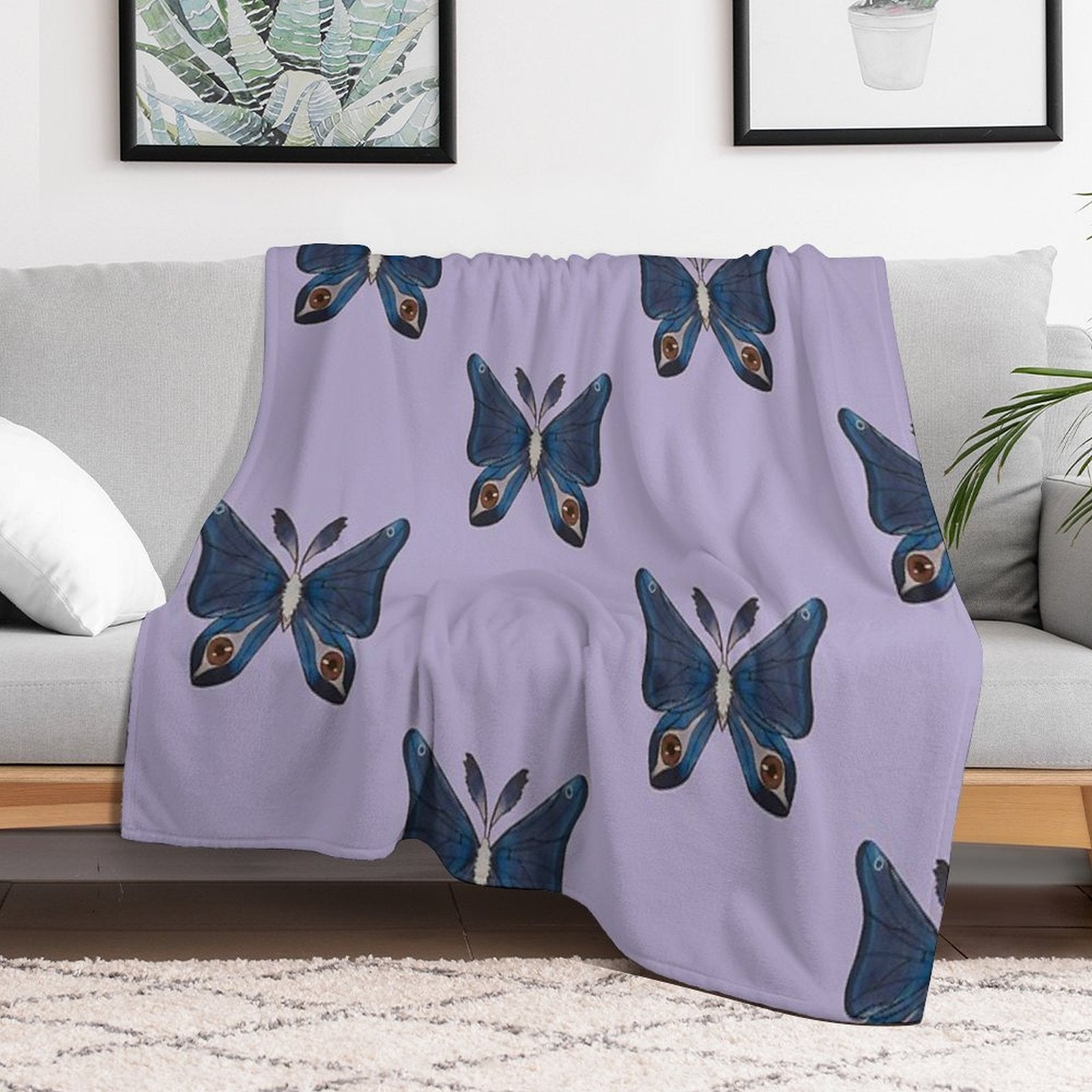 Purple Moth Shrink-resistant Throw Blanket