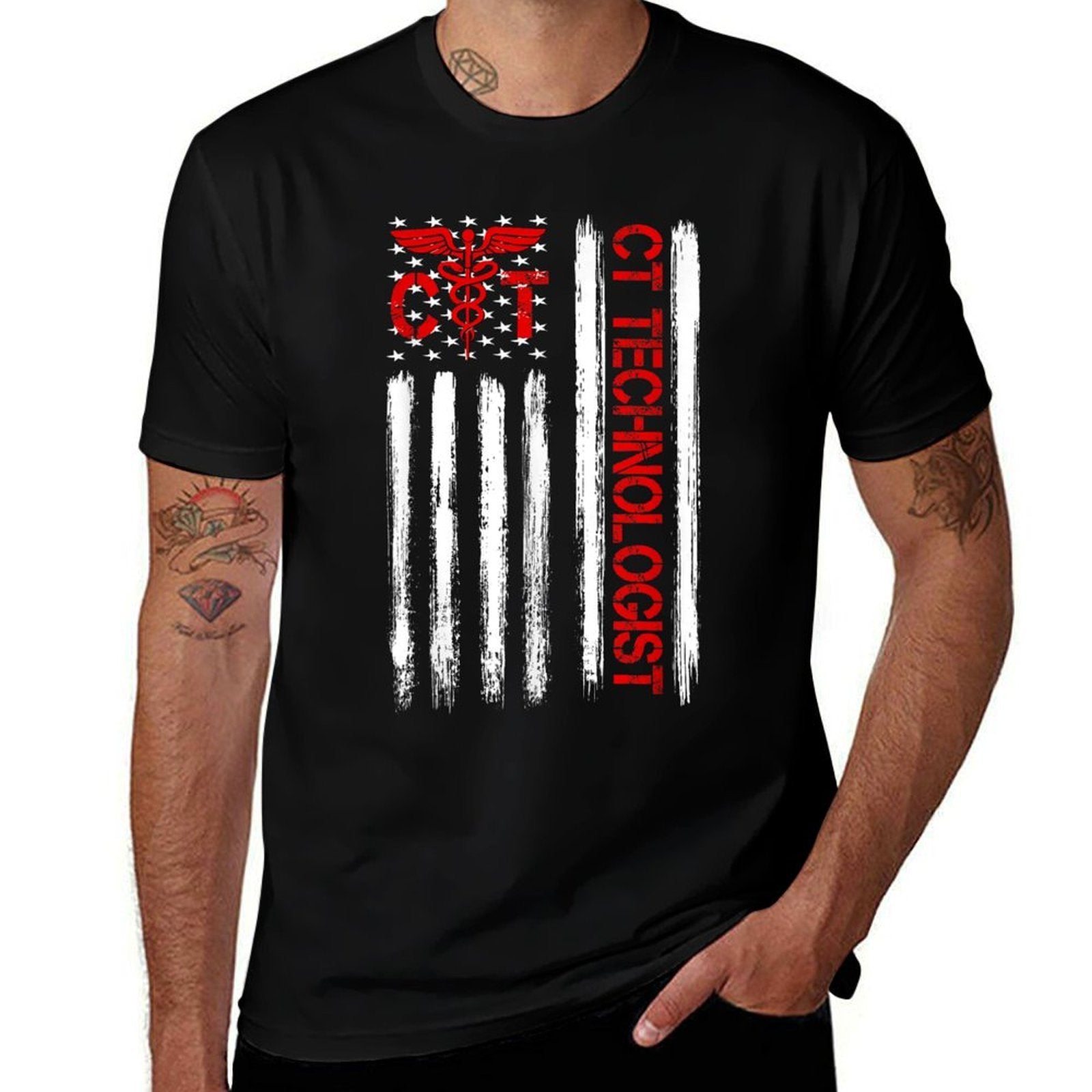 CT Scan Technologist American Patriotic Radiology Gift  Summer-ready Fabric T-Shirt