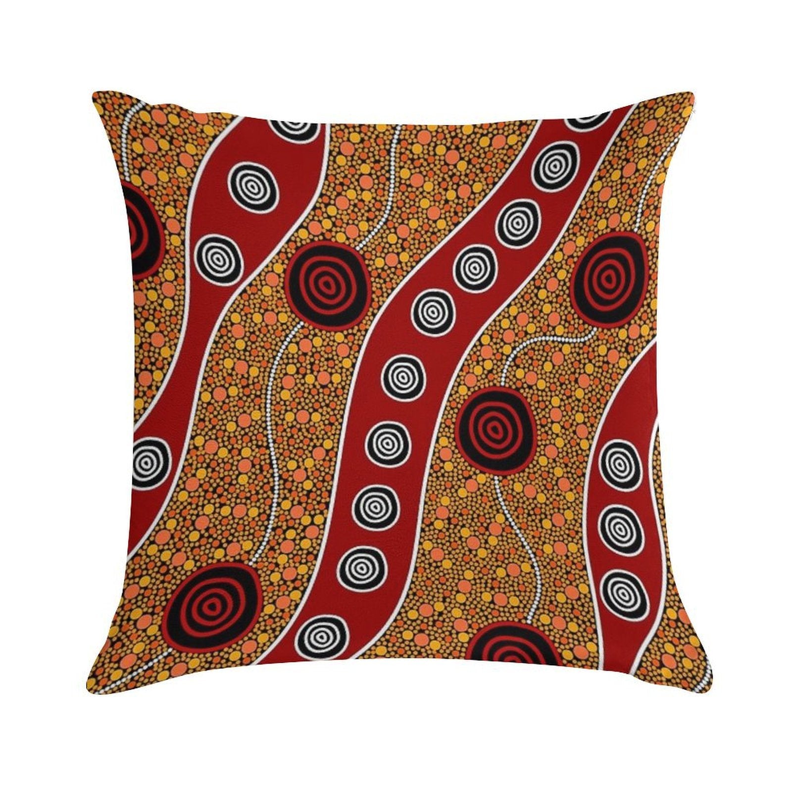 Authentic Aboriginal Art - Untitled Soft Shrink-Resistant Throw Pillow