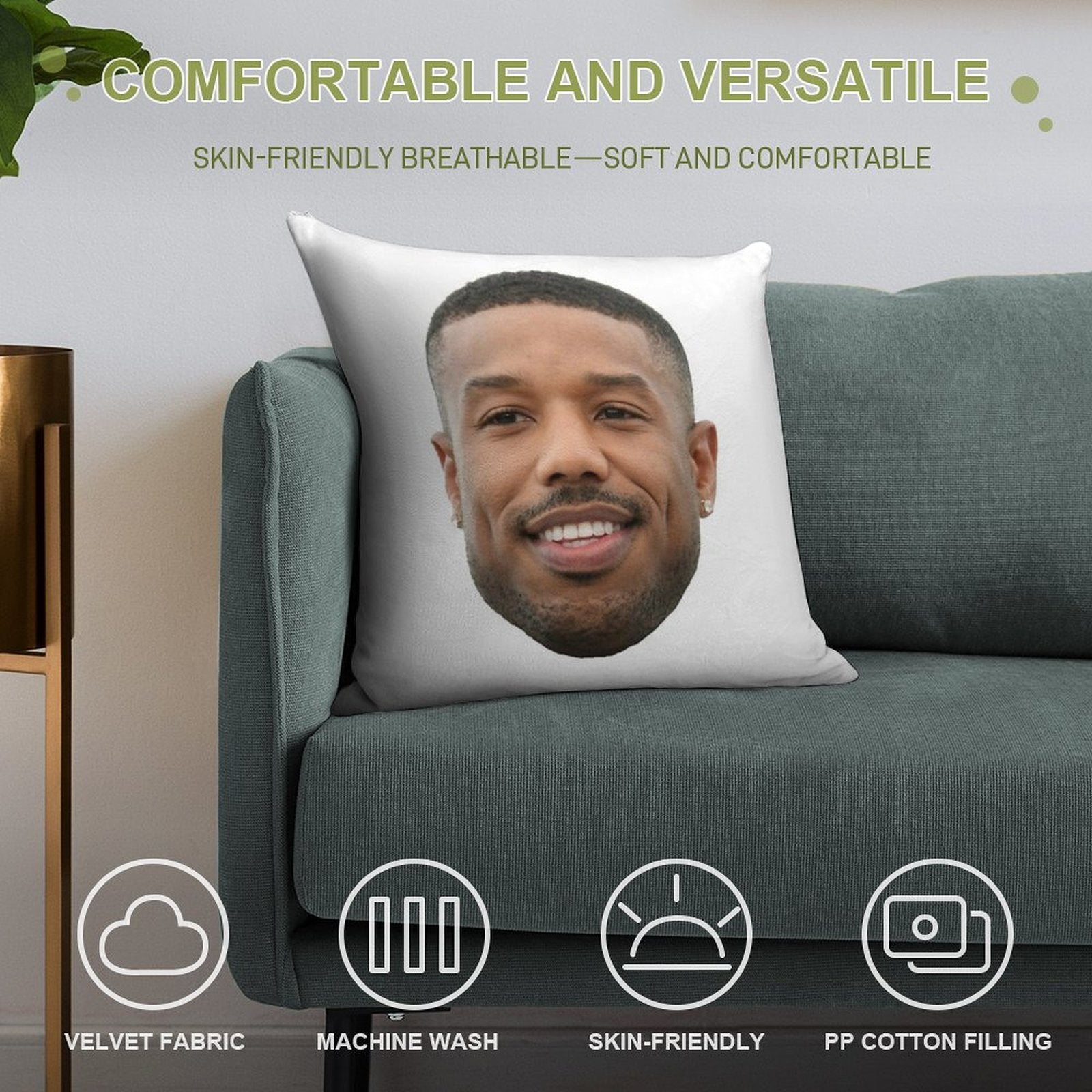 Michael B Jordan Heads Soft Style Accent Throw Pillow