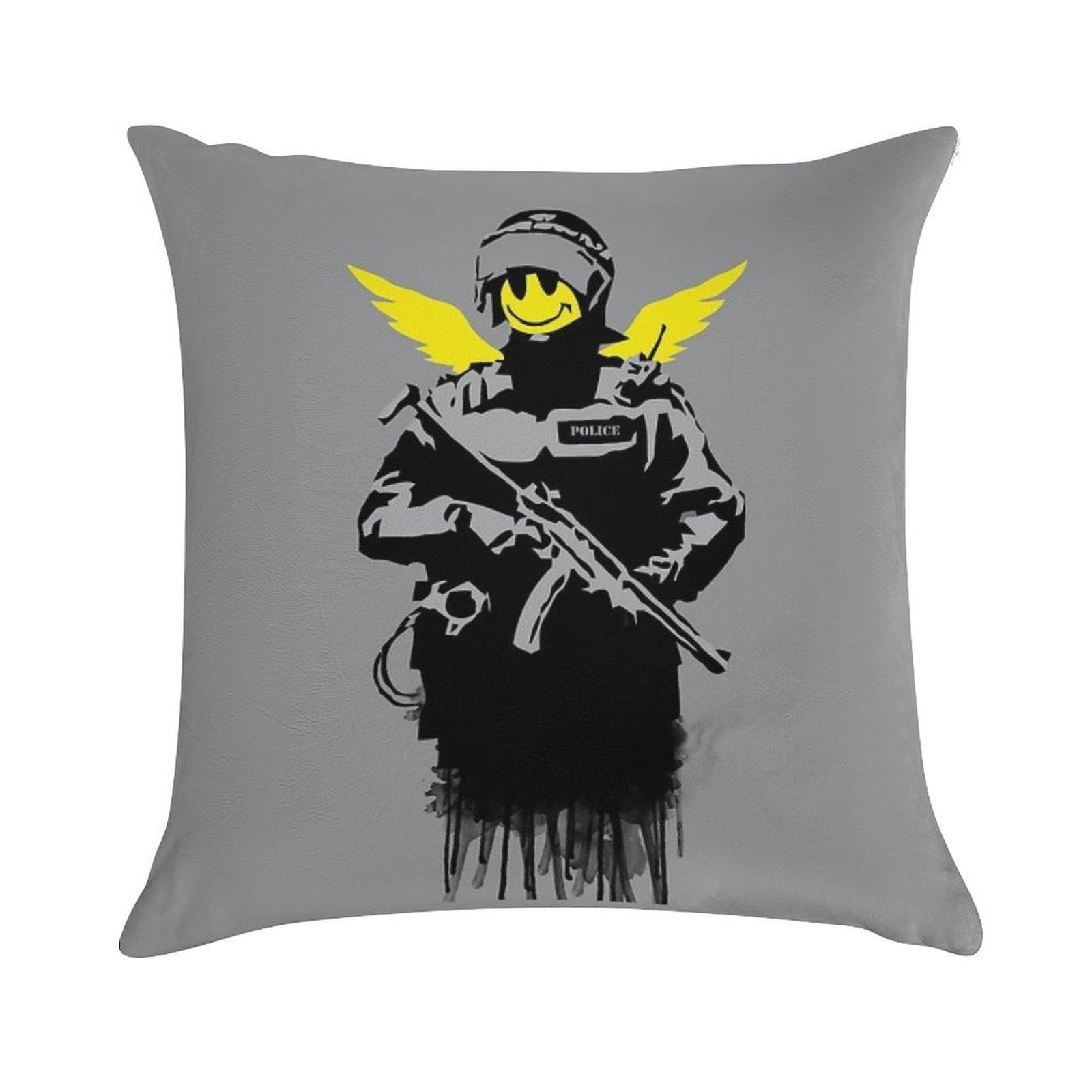 Banksy Riot Police Soft Anti-Pilling Throw Pillow