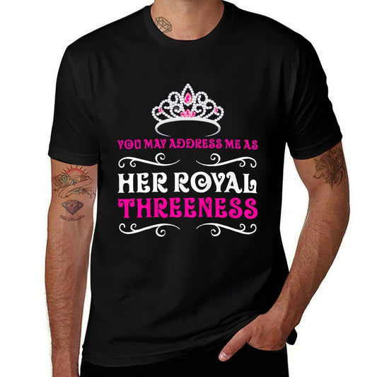 3 Year Old Princess Birthday Party Royal Threeness 3rd Gift  Eco-friendly Material T-Shirt