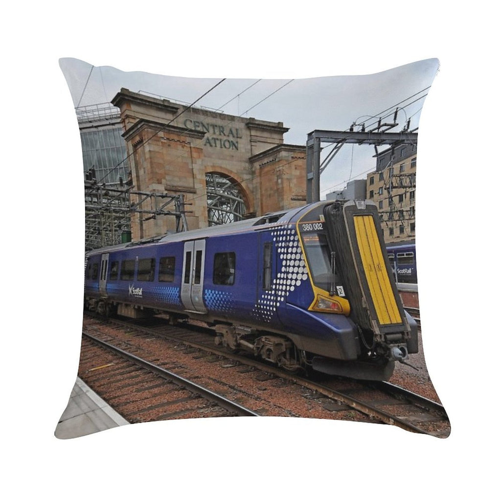 Scotrail Class 380 at Glasgow Central Soft Easy Maintenance Throw Pillow