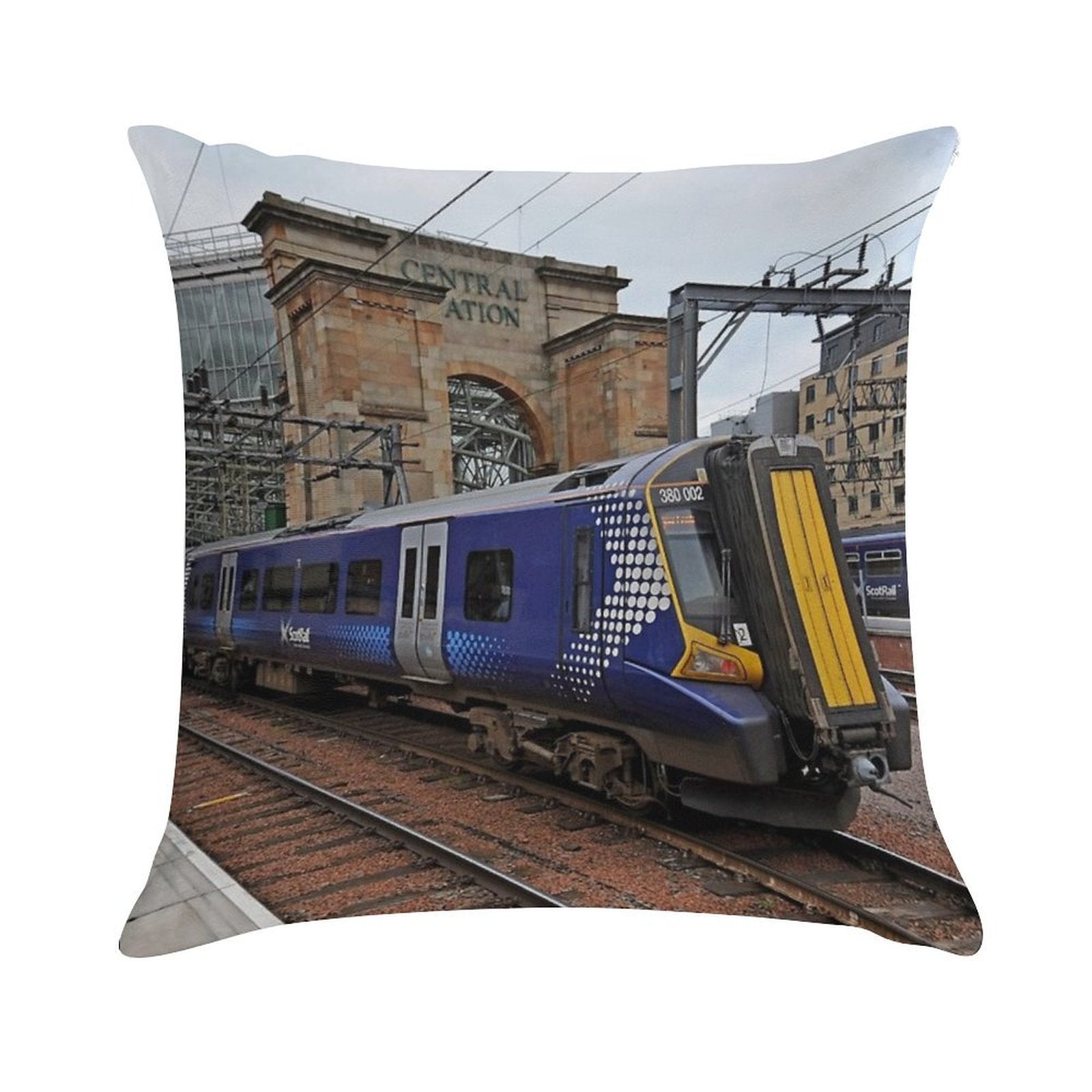 Scotrail Class 380 at Glasgow Central Soft Easy Maintenance Throw Pillow