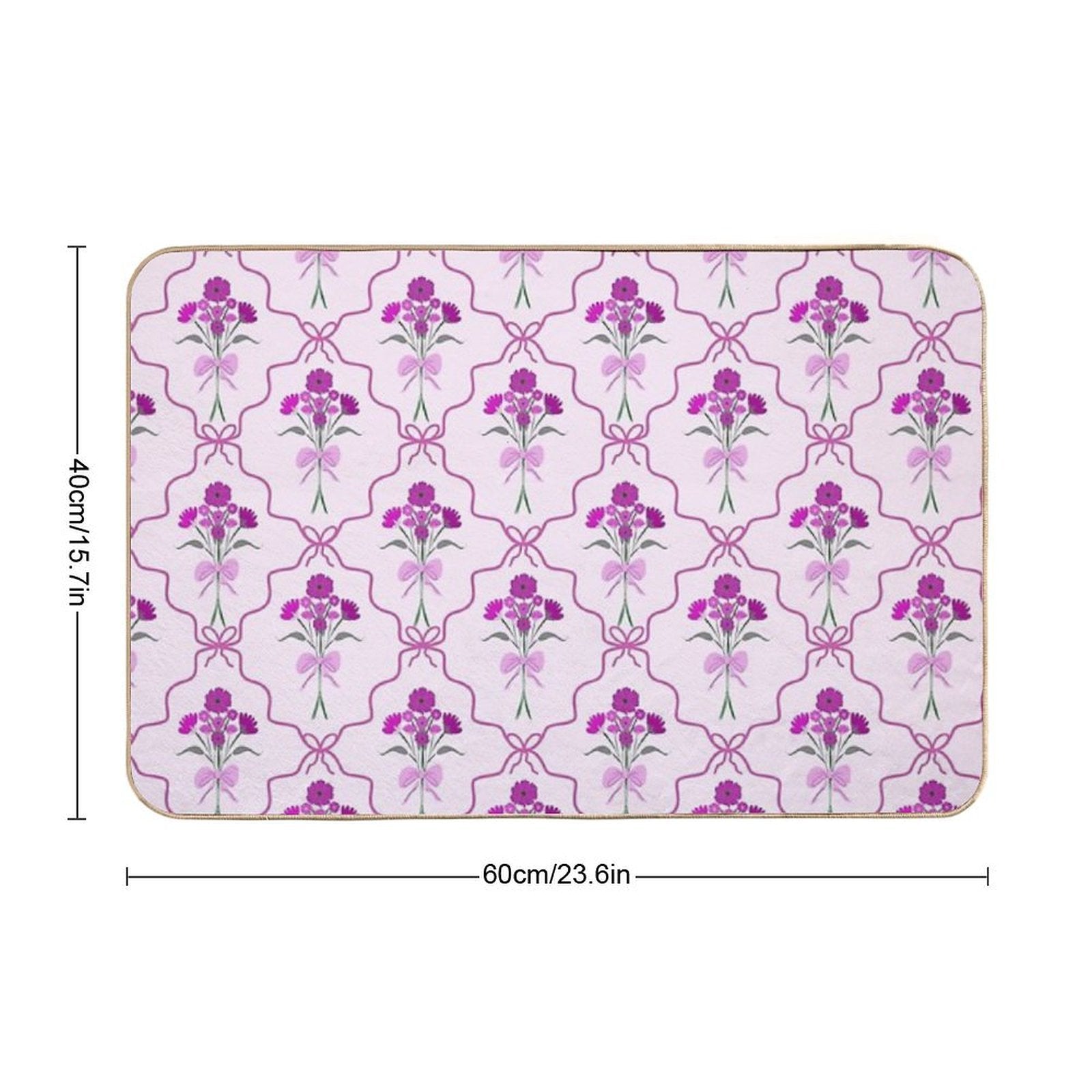 Pink Purple Flowers Branches on Pink Bakground  Rapid-Drying Bath Mat