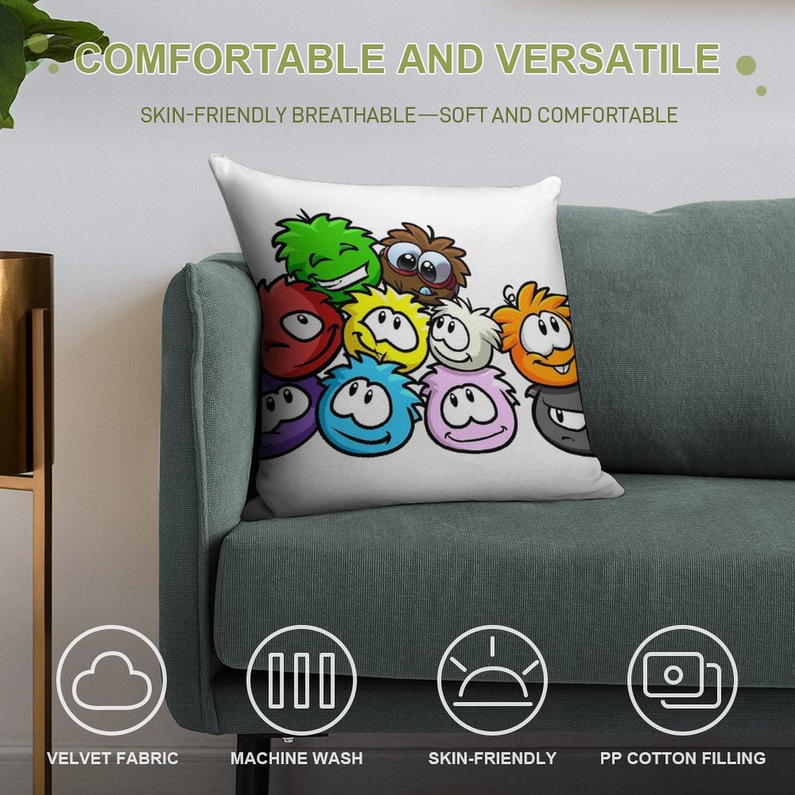 Club Penguin Puffles Soft Decorative Cover Throw Pillow
