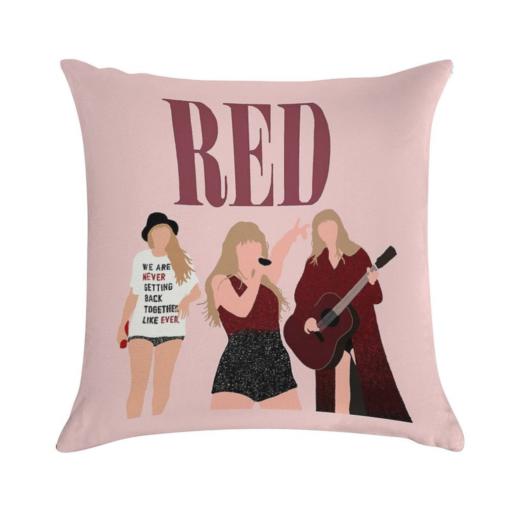 Taylor Swift Red Eras Tour Art Soft Bedroom Essential Throw Pillow