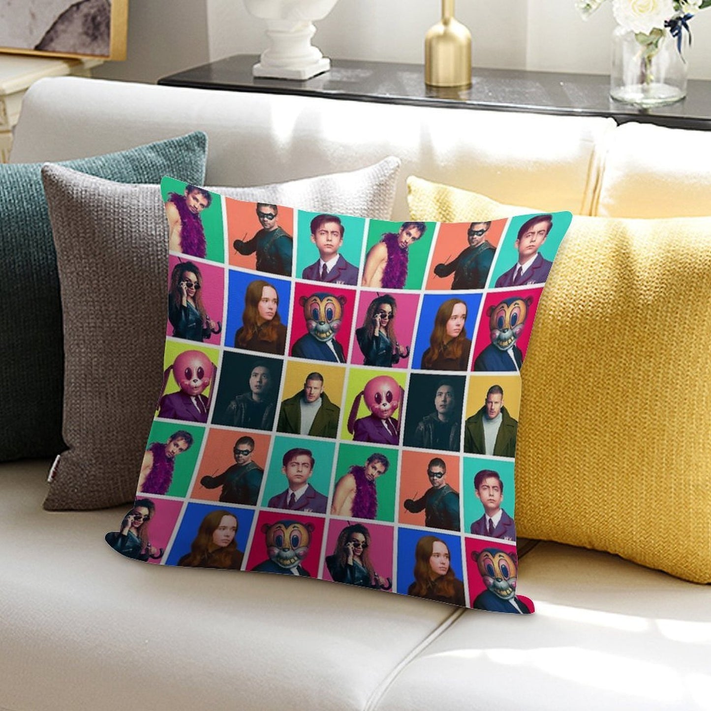 The Umbrella Academy - Character Collage Soft Shrink-Resistant Throw Pillow