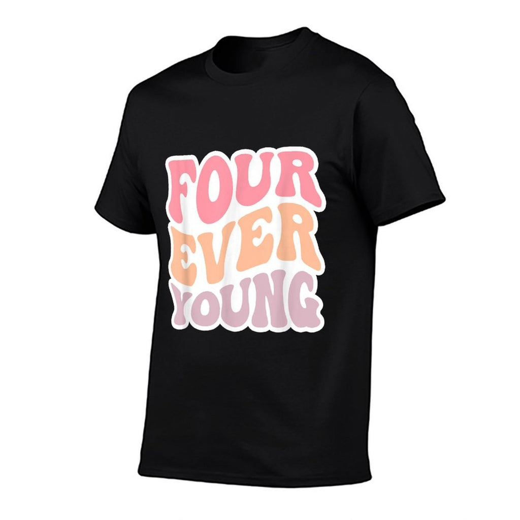 4th Birthday Girl Retro Four Ever Young Toddler Girls  Soft T-Shirt