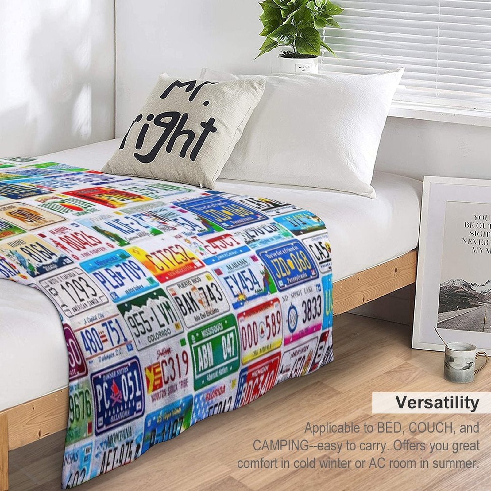 Licence Plate Wall Machine-washable Throw Blanket