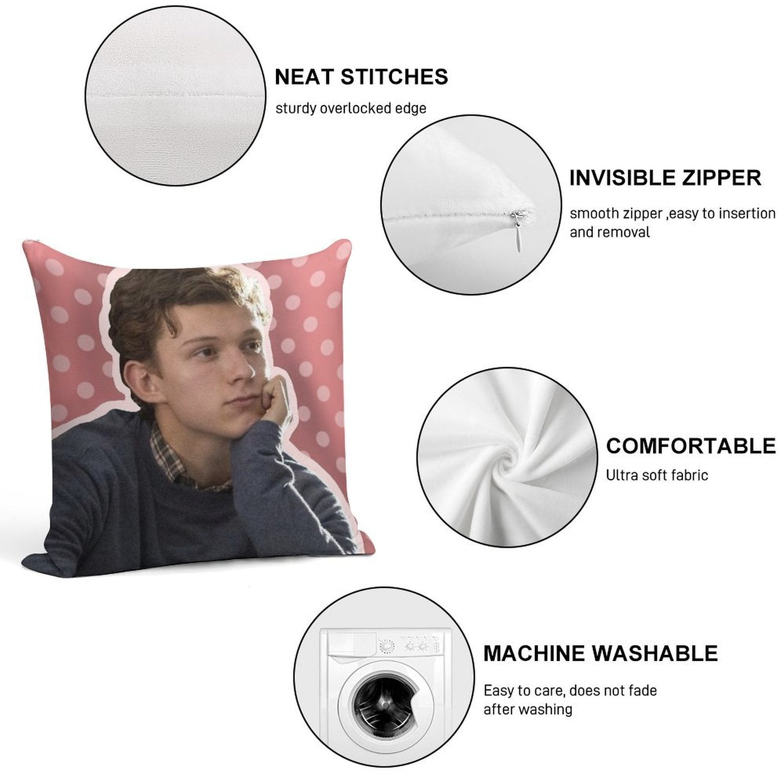 Tom Holland (again) Soft Decorative Cover Throw Pillow