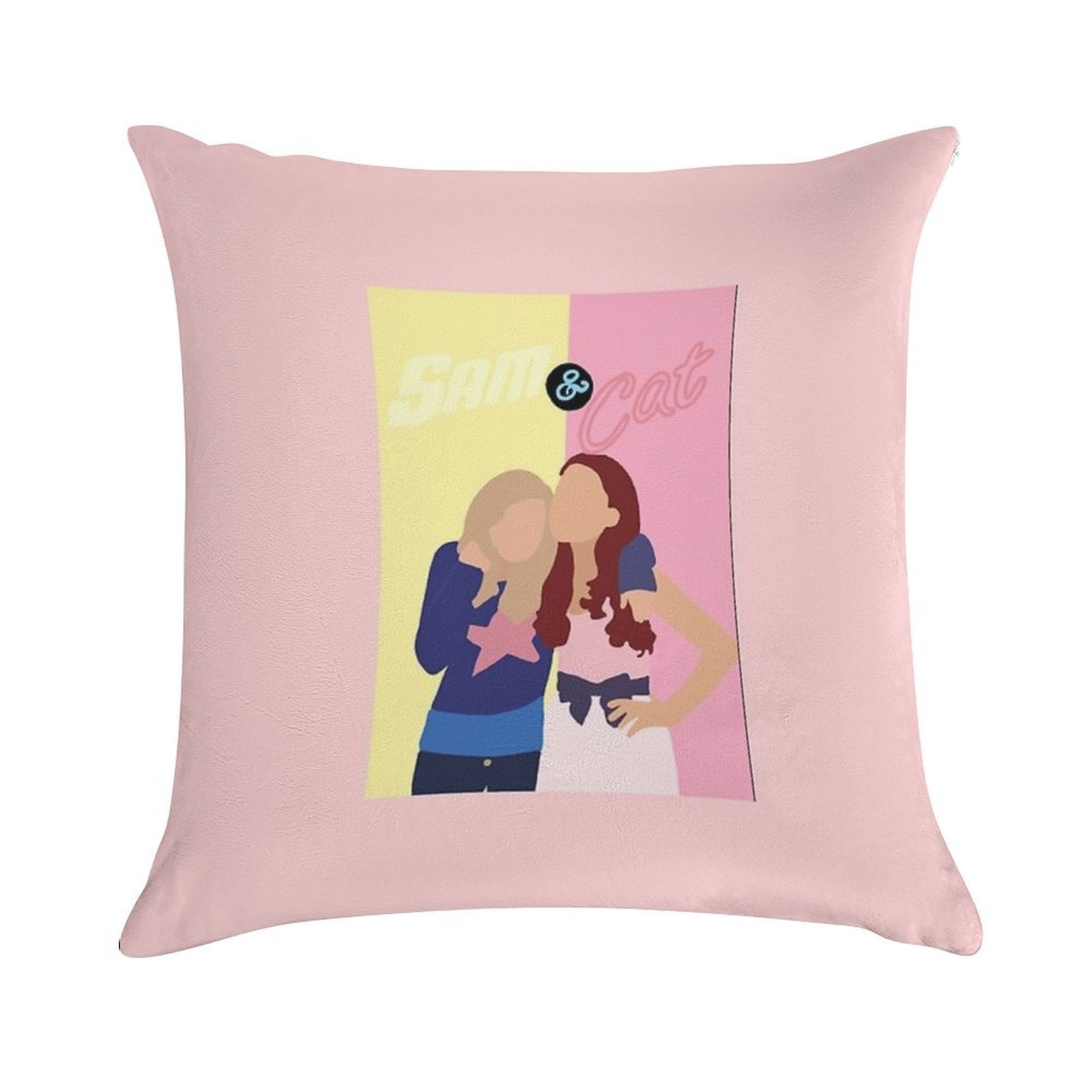 Sam And Cat Drawing Soft Reinforced Edging Throw Pillow