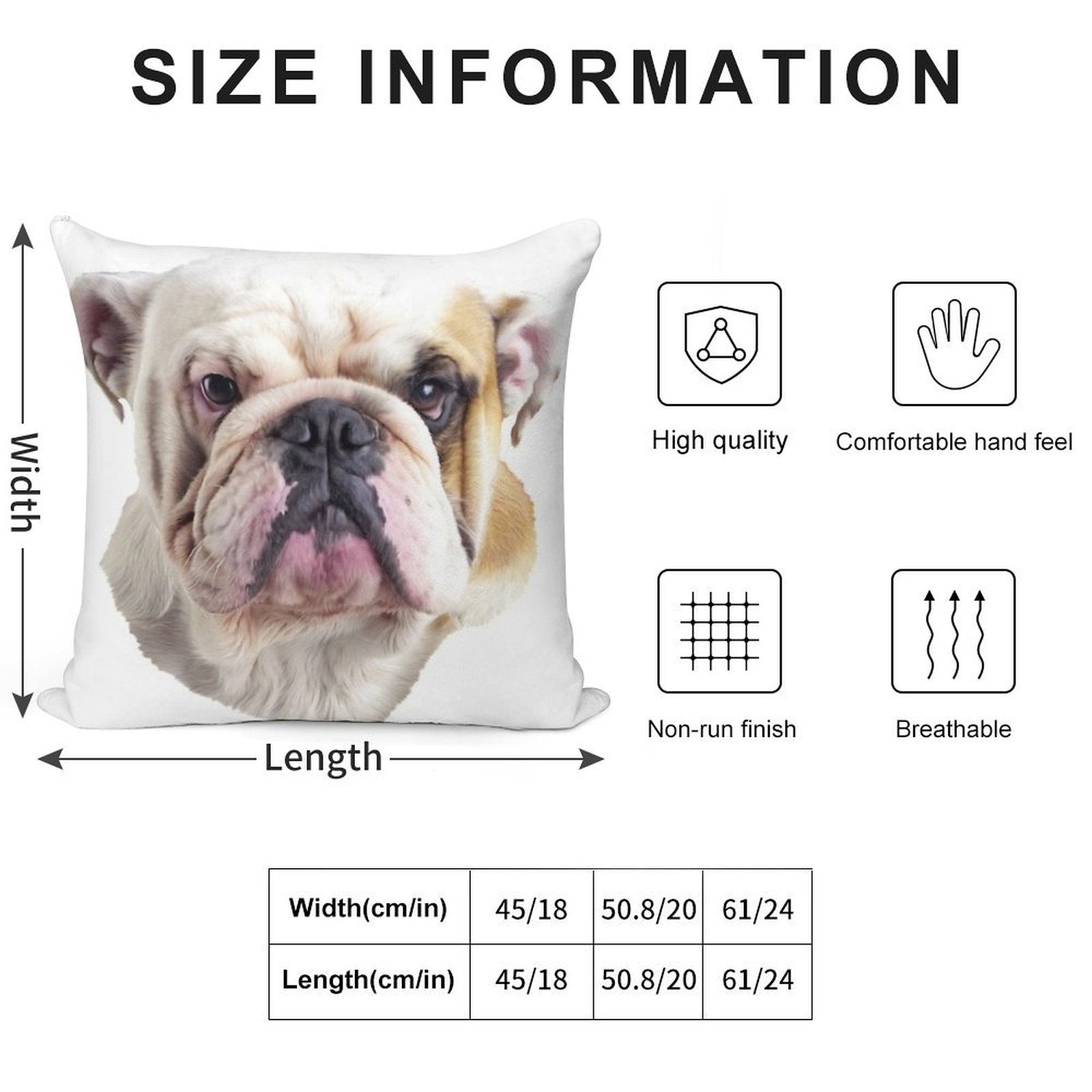 English Bulldog Head Soft Bedroom Essential Throw Pillow
