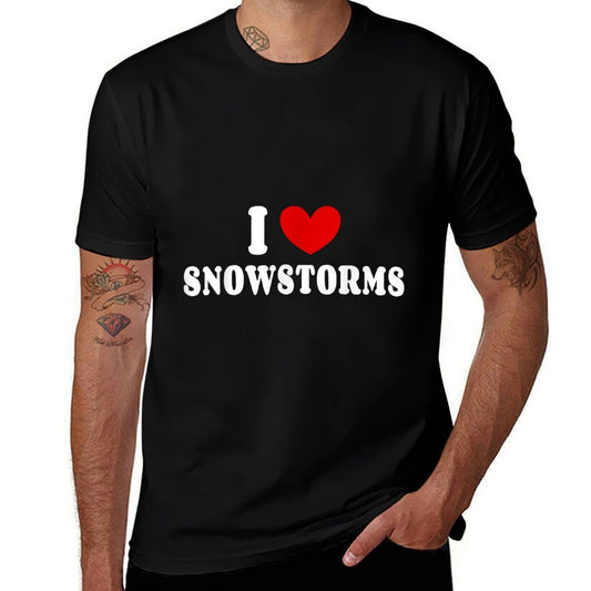 Winter Lover I Love Snowstorms, I Love Snow Snow-themed Love, Unisex-Adults, Kids, Black, Small,, Crew Neck,  Stretchy T-Shirt