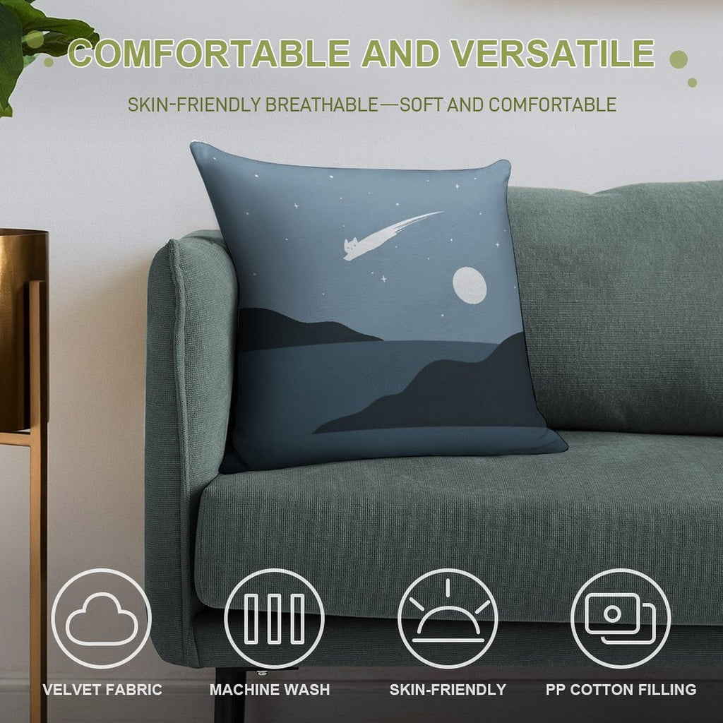 Cat Landscape 43 Soft Durable Construction Throw Pillow