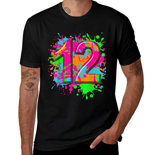 12th Birthday Paint Splashes T-shirt Kids Girls Boys 12 Year Comfortable T-Shirt