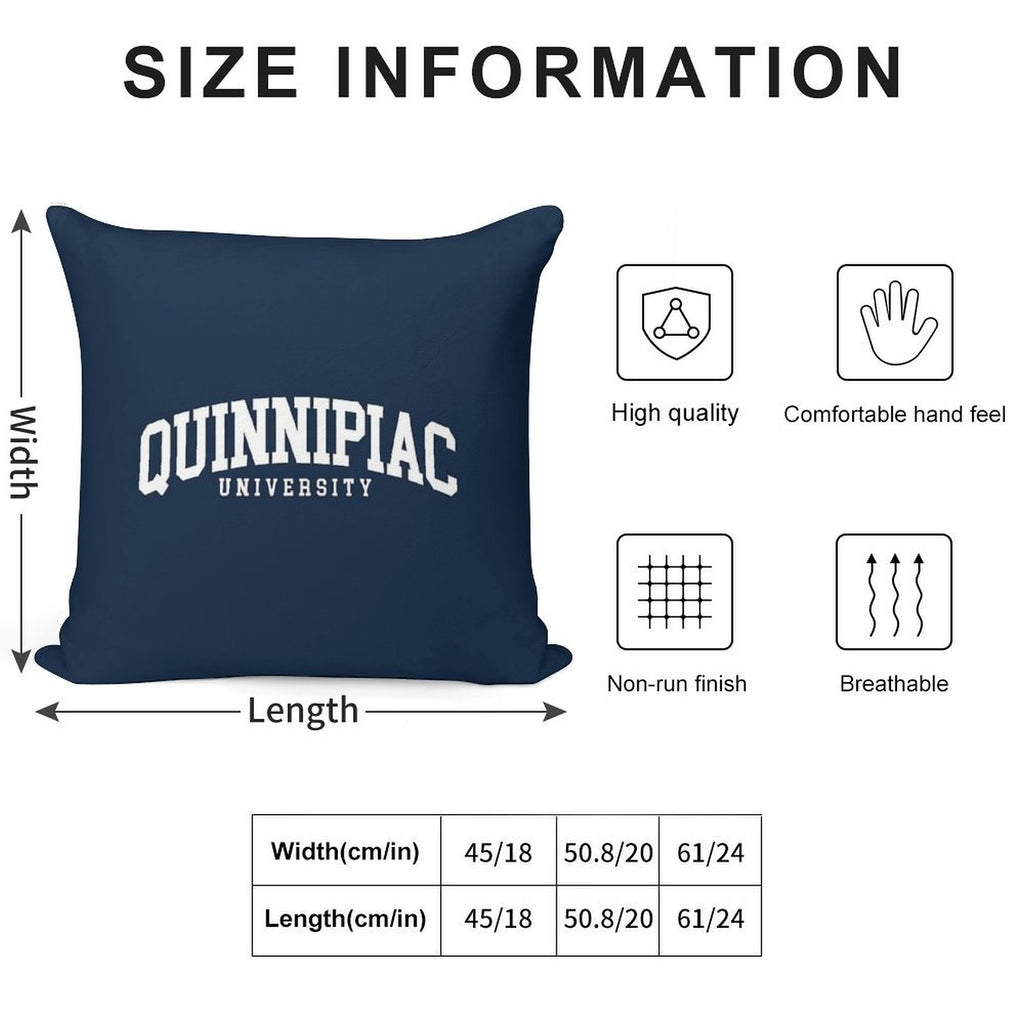 Quinnipac - College Font Curved Soft Hidden Zipper Throw Pillow