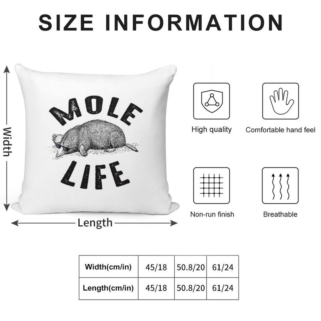 Mole Life Meme Soft Shrink-Resistant Throw Pillow