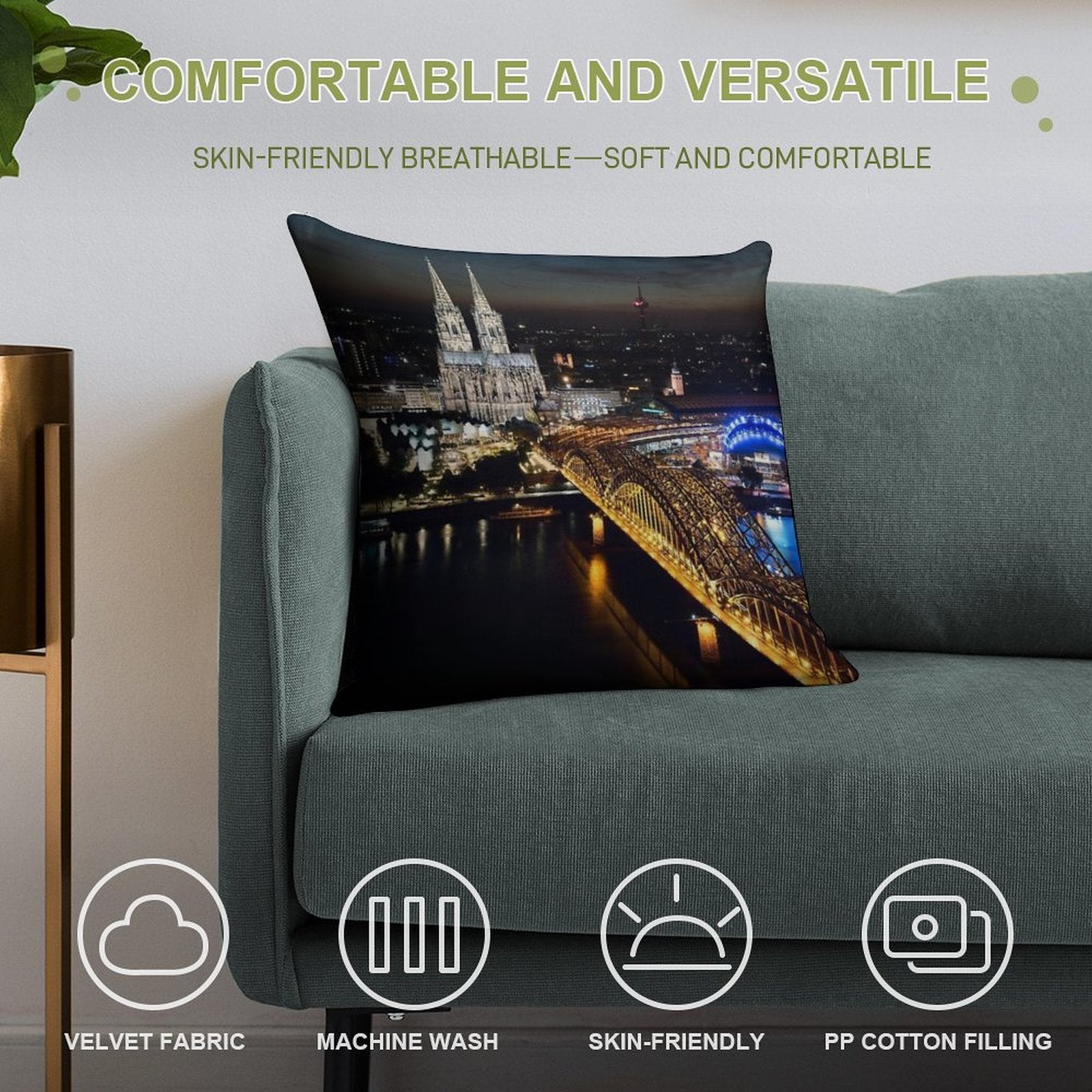 Cologne Cathedral Soft Durable Construction Throw Pillow