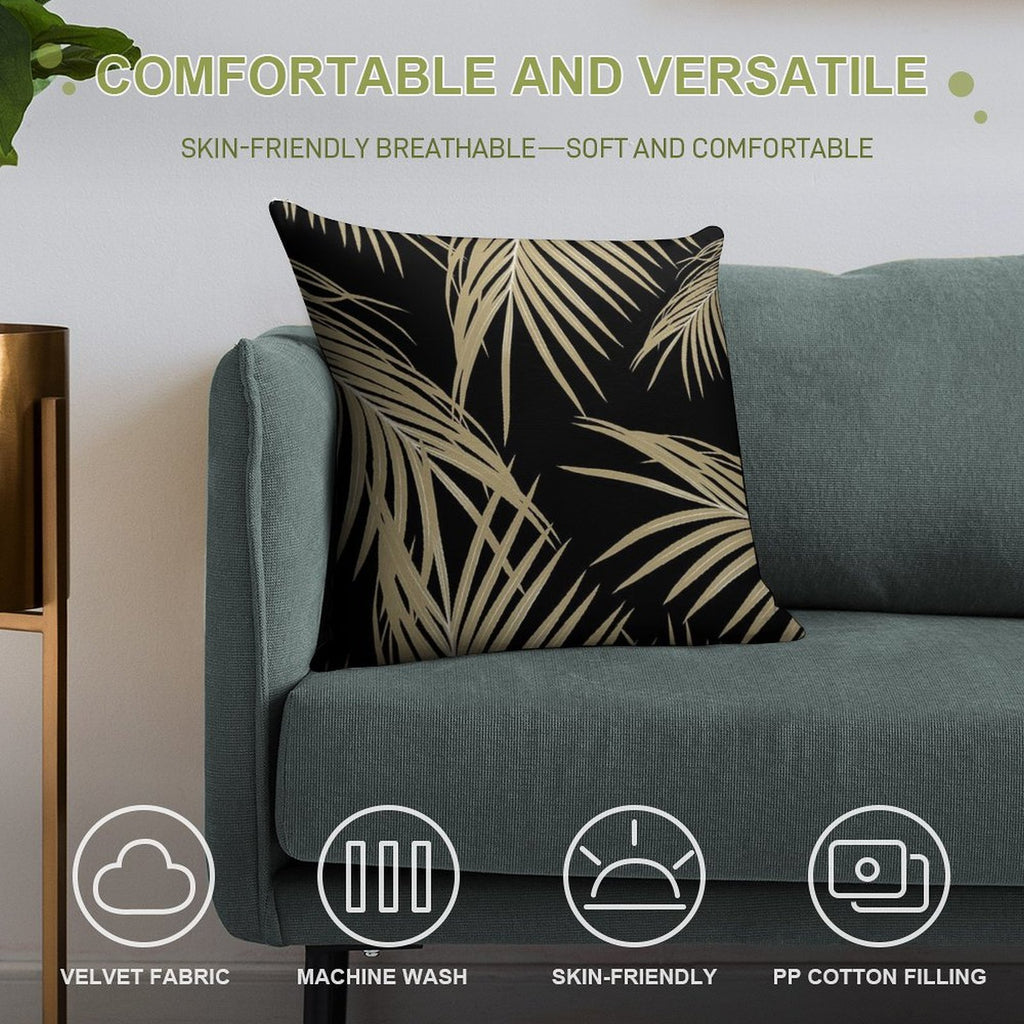 Gold Palm Leaves Dream #2 #tropical #decor #art Soft Ultra-Soft Texture Throw Pillow