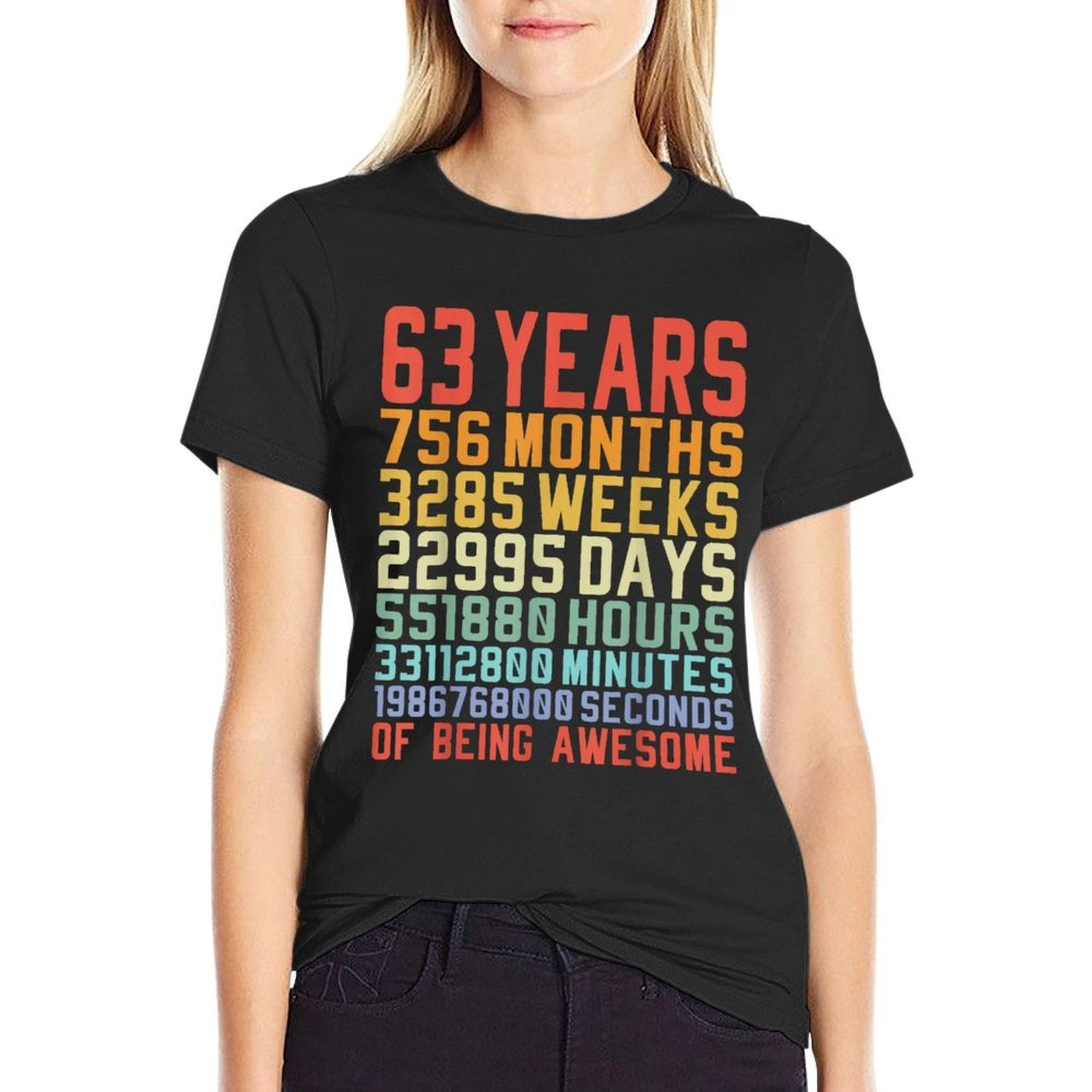 63 Years 63rd Birthday Anniversary Birthday Gift  Rolled Sleeves T-Shirt