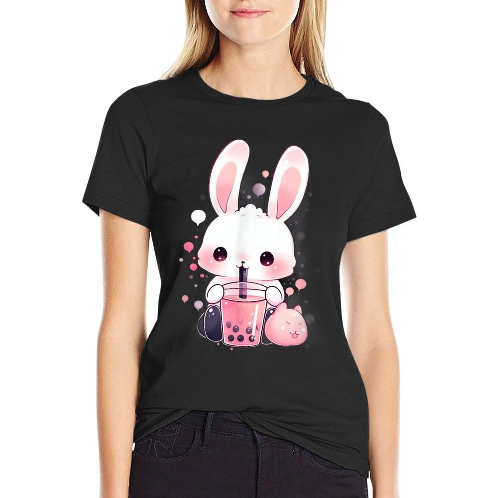 Bunny Boba Tea Bubble Tea Anime Kawaii  Easy-care T-Shirt