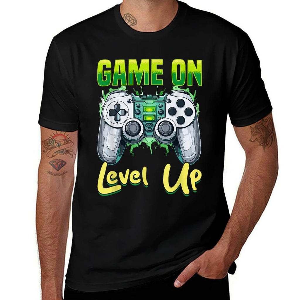 Gamer Gaming Game On, Level Up  Easy-care T-Shirt