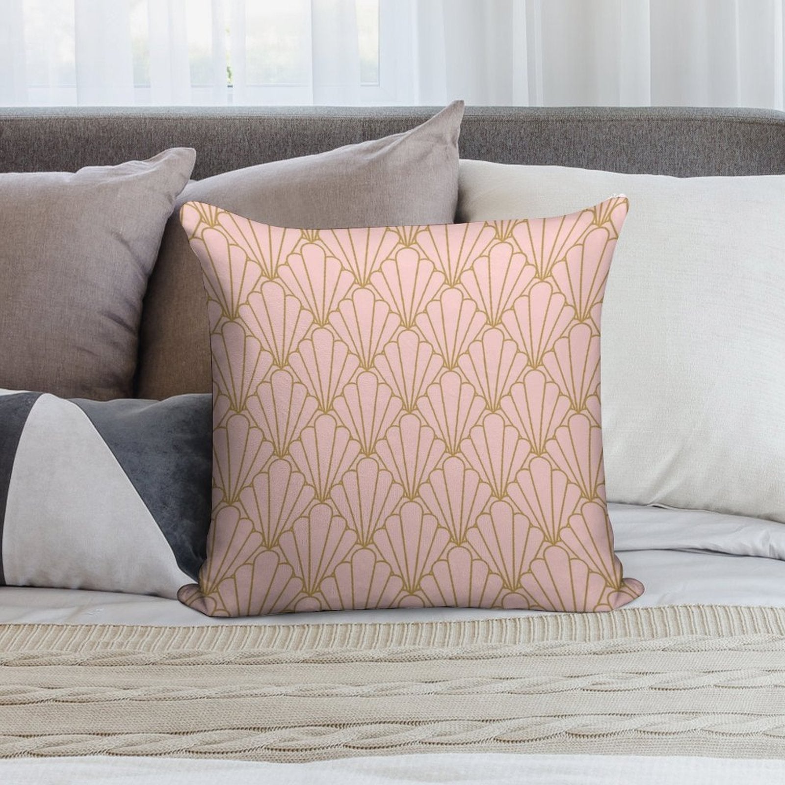 Art Deco Series - Rose And Gold Soft Home Decor Throw Pillow