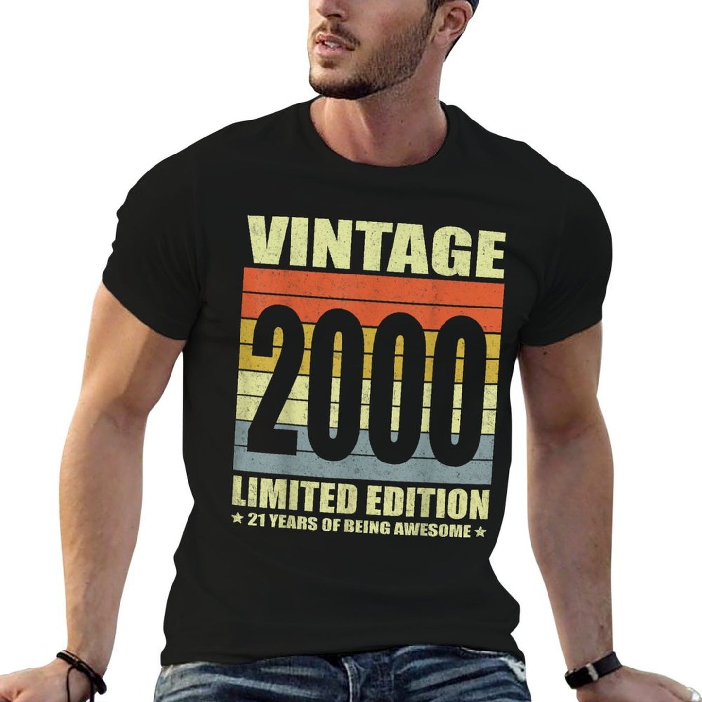 21 Year Old Gifts Vintage 2000 Limited Edition 21st Birthday  Oversized Silhouette T-Shirt